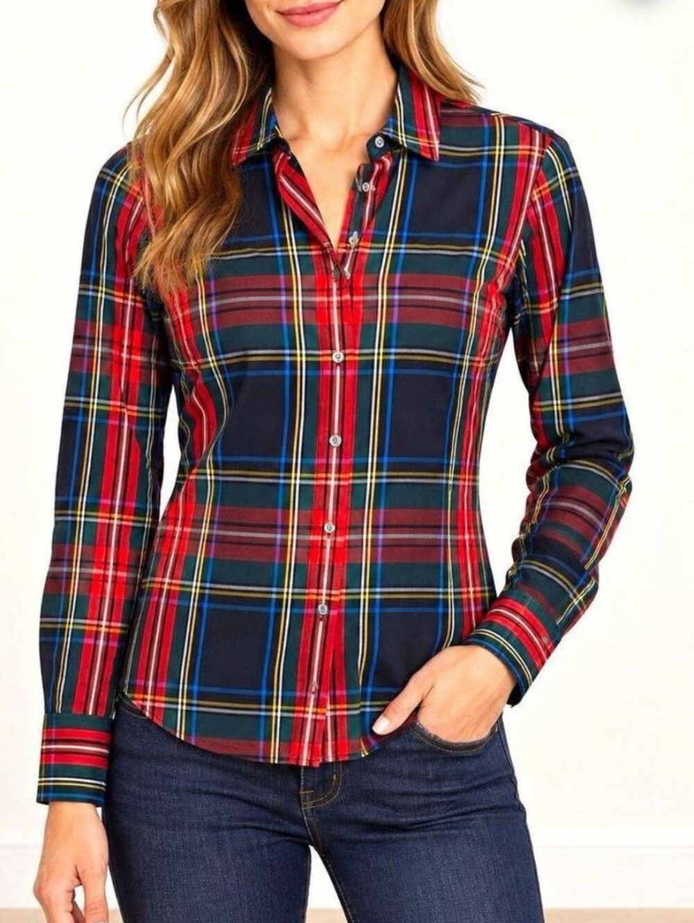 J. Crew Red and Navy Plaid Button-Down Shirt. Country. Coastal Cowgirl.